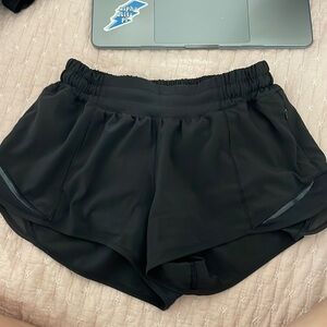 lululemon black shorts, hottie hot, low rise, short